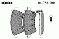 Комплект тормозных колодок ICER 181758-700