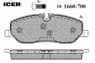 Комплект тормозных колодок ICER 181660-700
