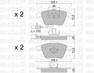 Комплект тормозных колодок METELLI 22-0549-1