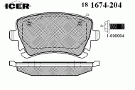 Комплект тормозных колодок ICER 181674-204