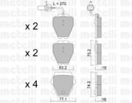 Комплект тормозных колодок METELLI 22-0774-1