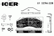 Комплект тормозных колодок ICER 151194-118