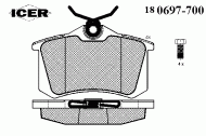 Комплект тормозных колодок ICER 180697-700