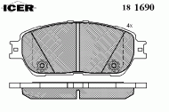 Комплект тормозных колодок ICER 181690