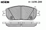 Комплект тормозных колодок ICER 181690-200