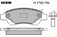 Комплект тормозных колодок ICER 181702-701