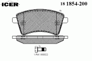 Комплект тормозных колодок ICER 181854-200