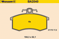 Комплект тормозных колодок BARUM BA2040