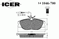 Комплект тормозных колодок ICER 141046-700