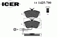 Комплект тормозных колодок ICER 141425-700