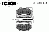 Комплект тормозных колодок ICER 151080-114