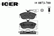 Комплект тормозных колодок ICER 180873-700