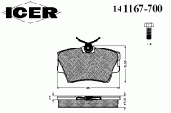 Комплект тормозных колодок ICER 141167-700