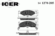 Комплект тормозных колодок ICER 141270-205