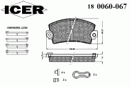 Комплект тормозных колодок ICER 180060-067