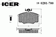 Комплект тормозных колодок ICER 180281-700