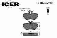 Комплект тормозных колодок ICER 180696-700