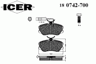 Комплект тормозных колодок ICER 180742-700
