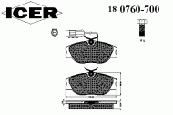 Комплект тормозных колодок ICER 180760-700