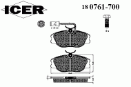 Комплект тормозных колодок ICER 180761-700