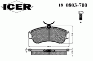 Комплект тормозных колодок ICER 180803-700