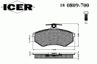 Комплект тормозных колодок ICER 180809-700