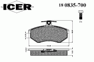 Комплект тормозных колодок ICER 180835-700