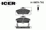 Комплект тормозных колодок ICER 180859-701