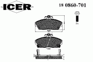 Комплект тормозных колодок ICER 180860-701