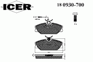Комплект тормозных колодок ICER 180930-700