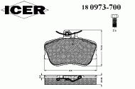 Комплект тормозных колодок ICER 180973-700