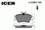 Комплект тормозных колодок ICER 180989-700