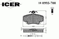 Комплект тормозных колодок ICER 180993-700