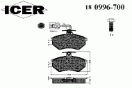 Комплект тормозных колодок ICER 180996-700