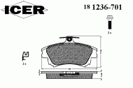 Комплект тормозных колодок ICER 181236-701