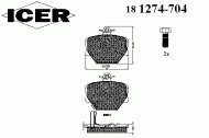 Комплект тормозных колодок ICER 181274-704