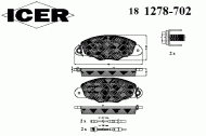 Комплект тормозных колодок ICER 181278-702