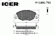Комплект тормозных колодок ICER 181406-701