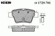Комплект тормозных колодок ICER 181729-701