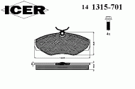 Комплект тормозных колодок ICER 141315-701
