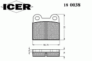 Комплект тормозных колодок ICER 180038