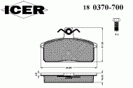 Комплект тормозных колодок ICER 180370-700