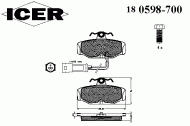 Комплект тормозных колодок ICER 180598-700