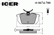 Комплект тормозных колодок ICER 180674-700