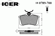 Комплект тормозных колодок ICER 180789-700