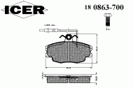 Комплект тормозных колодок ICER 180863-700
