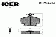 Комплект тормозных колодок ICER 180993-204