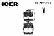 Комплект тормозных колодок ICER 180995-701