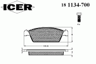 Комплект тормозных колодок ICER 181134-700