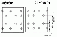Комплект колодки тормозной накладки ICER 21 9098 00